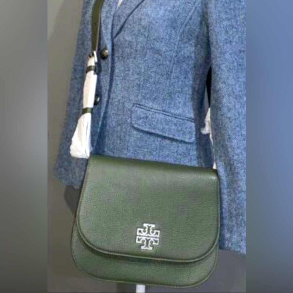 Tory Burch Britten Saddle Bag in Poblano (Dark Green).